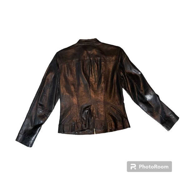 I.E. Black Leather Moto Jacket sz. small - Picture 2 of 4